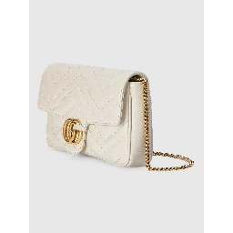 GG Marmont mini bag in white matelassé chevron leather