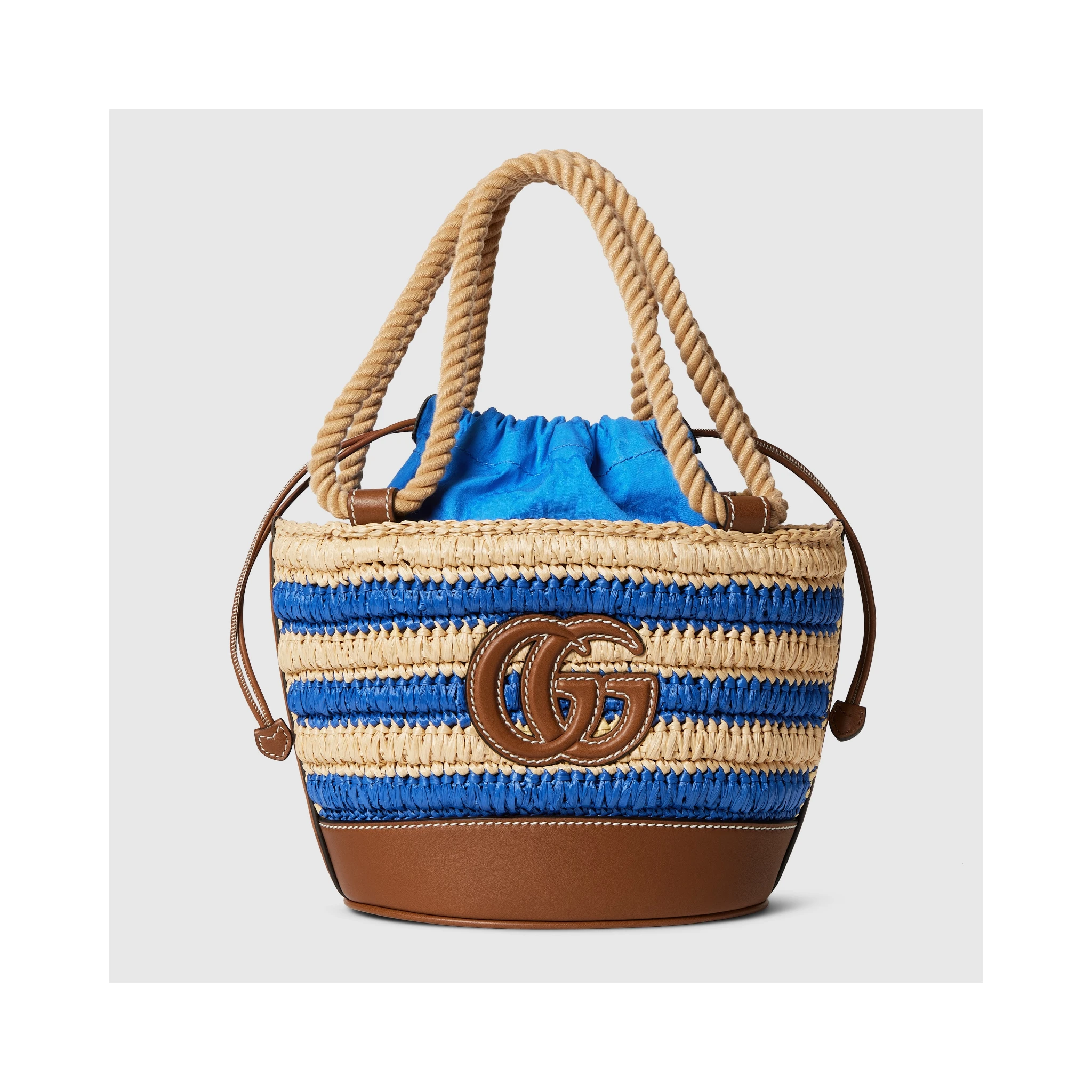 Woven mini bucket bag