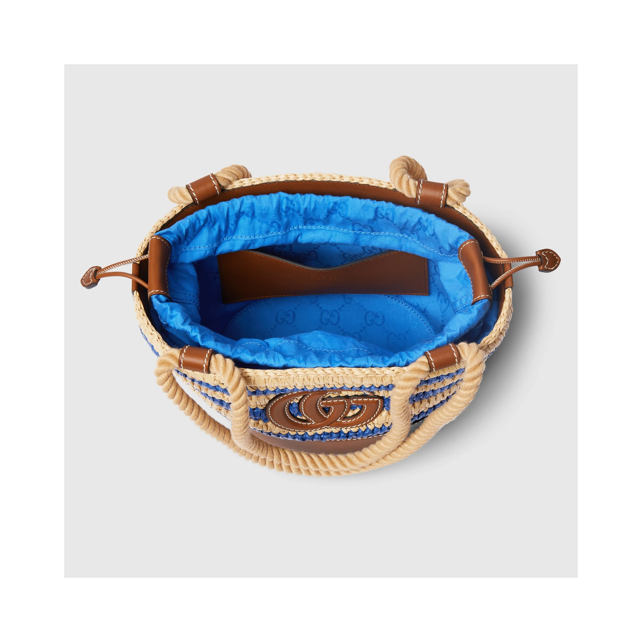 Woven mini bucket bag