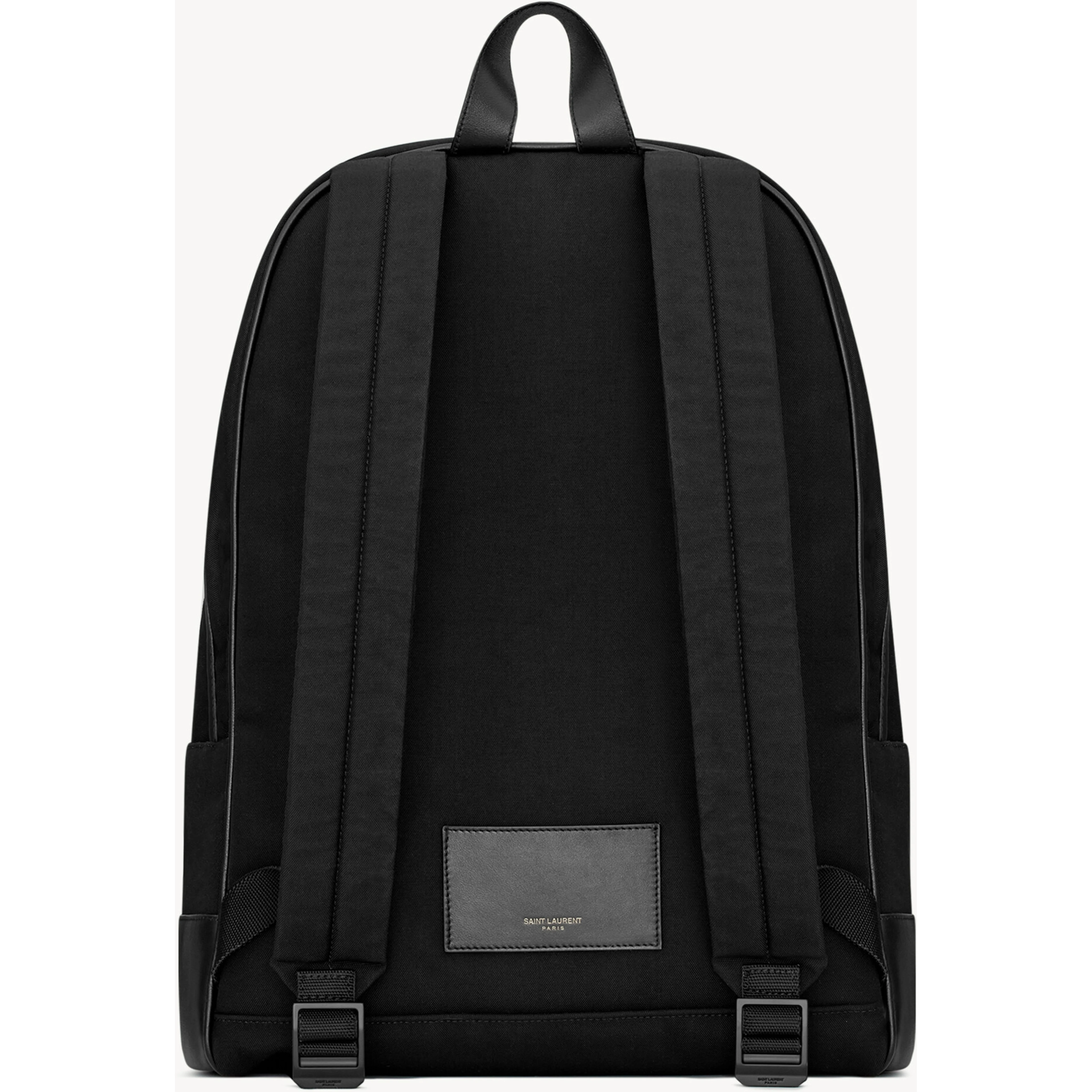 City backpack in black nylon canvas and leather