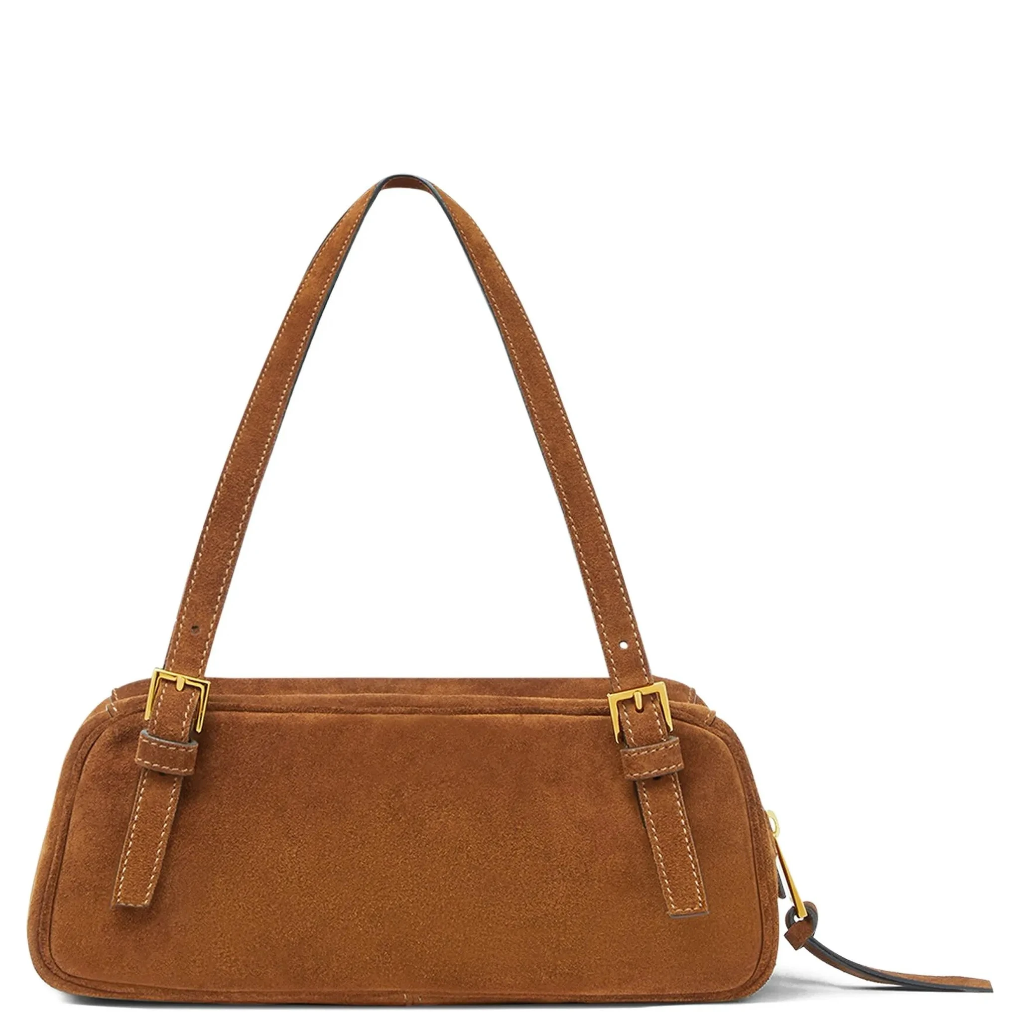 Tag suede bowling shoulder bag