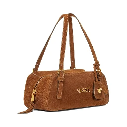 Tag suede bowling shoulder bag