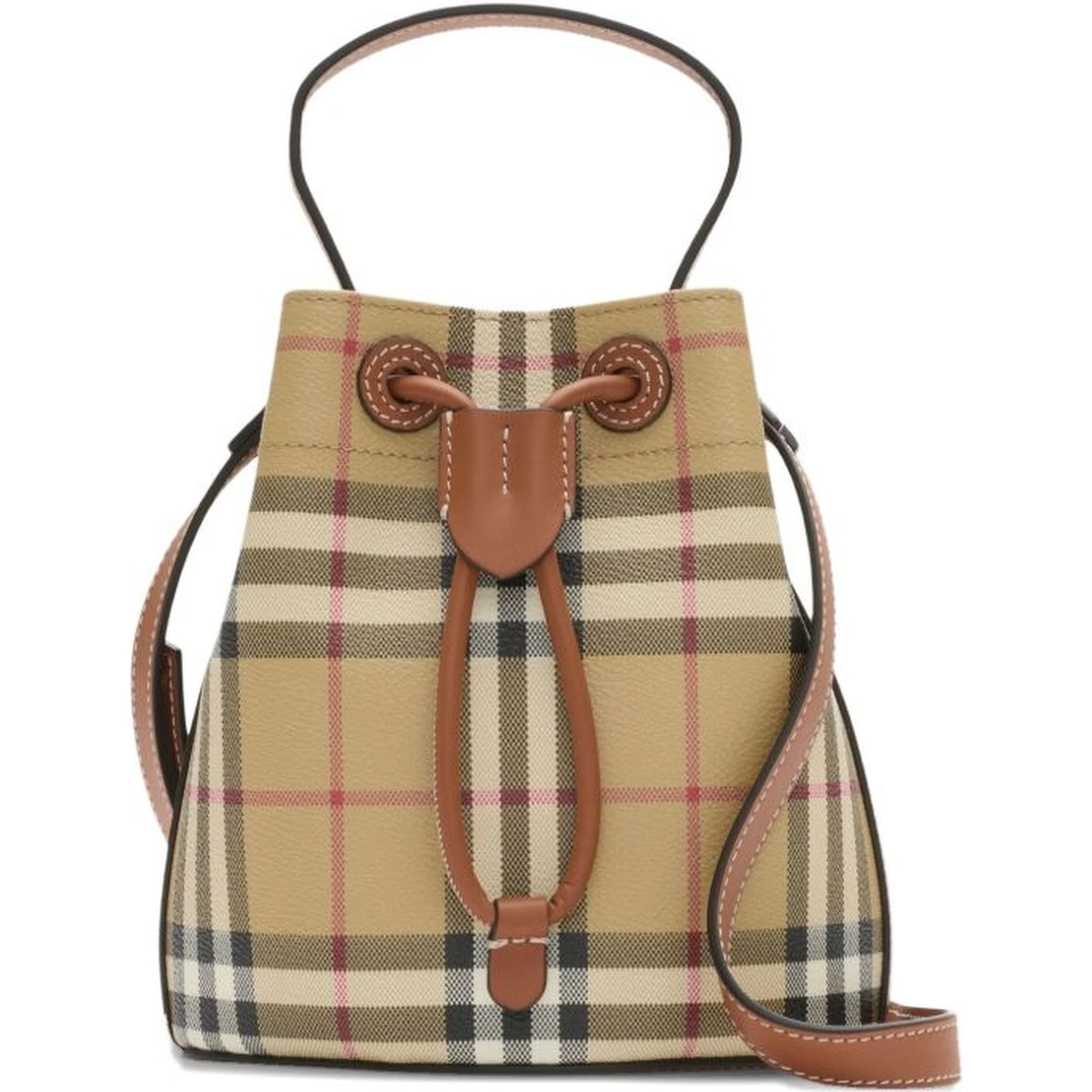 Mini check bucket bag
