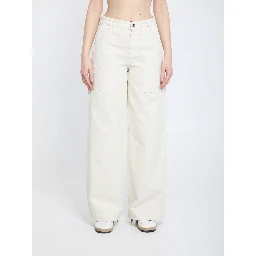 Cotton pants with leather logo.