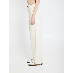 Cotton pants with leather logo.