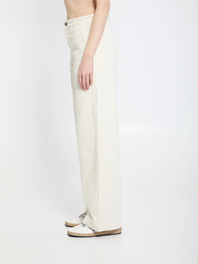 Cotton pants with leather logo. alternative