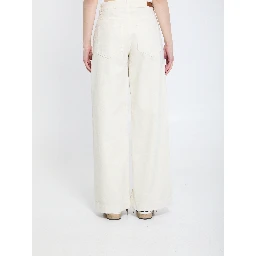 Cotton pants with leather logo.