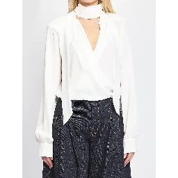 Blusa incrociata con sciarpina
