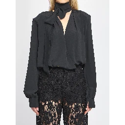 Cross-over blouse with scarf