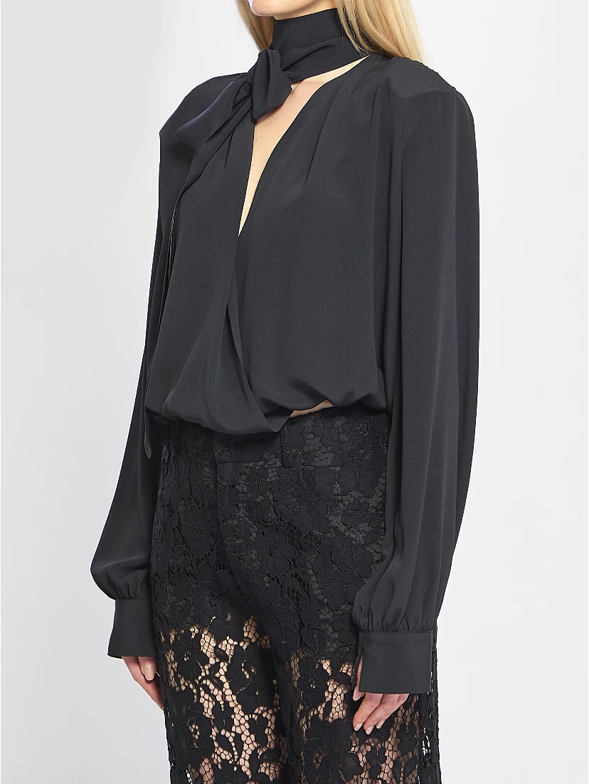 Cross-over blouse with scarf