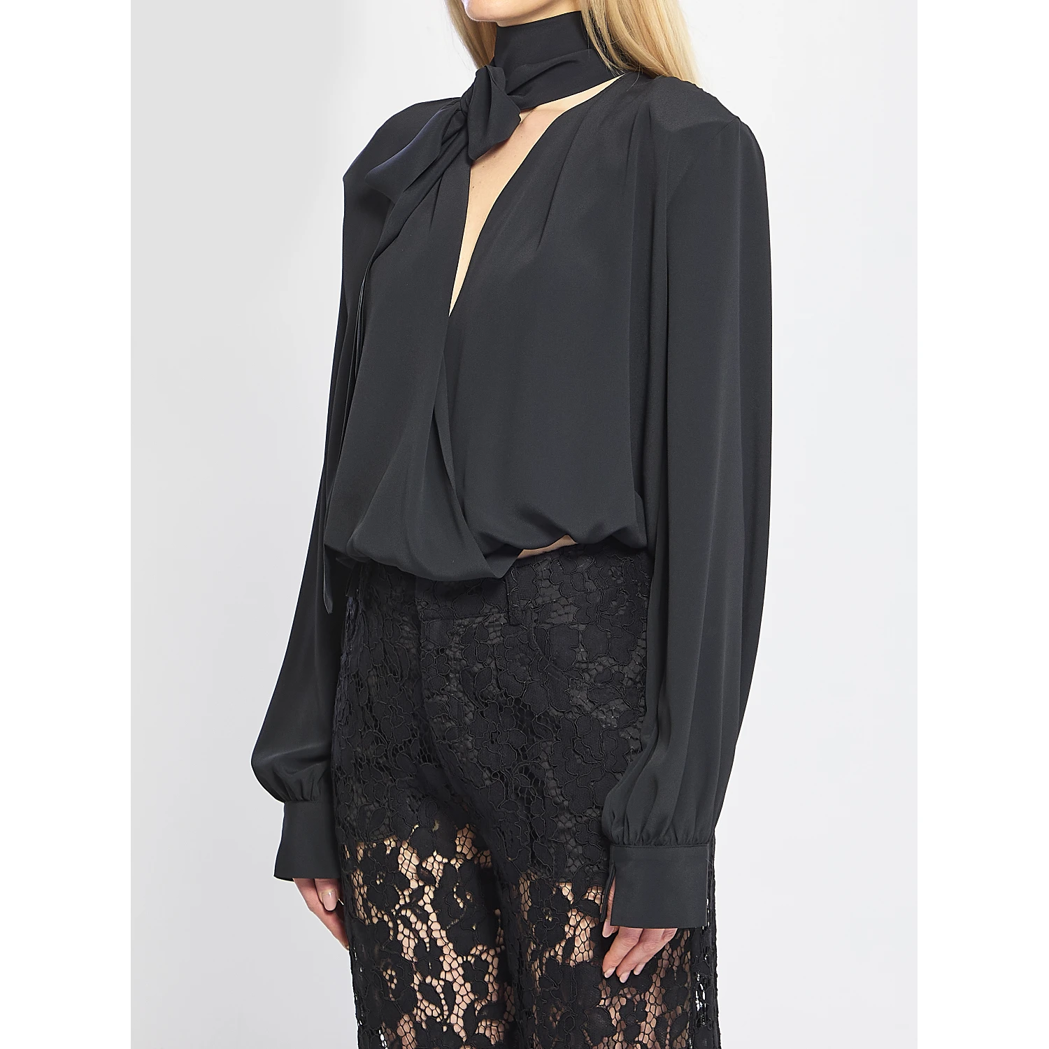 Cross-over blouse with scarf