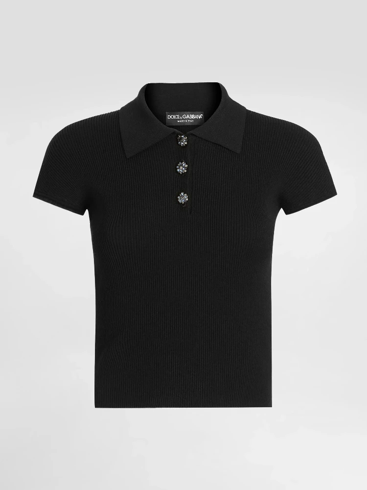 Ribbed polo-style top