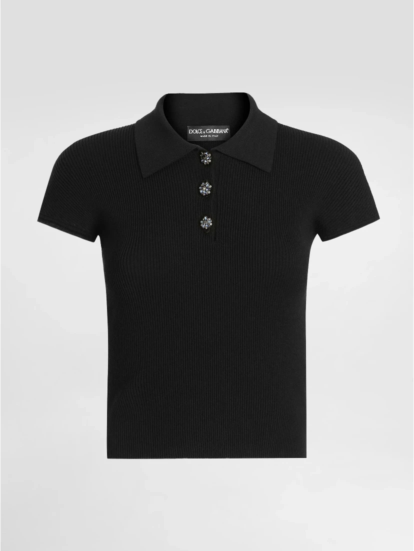 Ribbed polo-style top