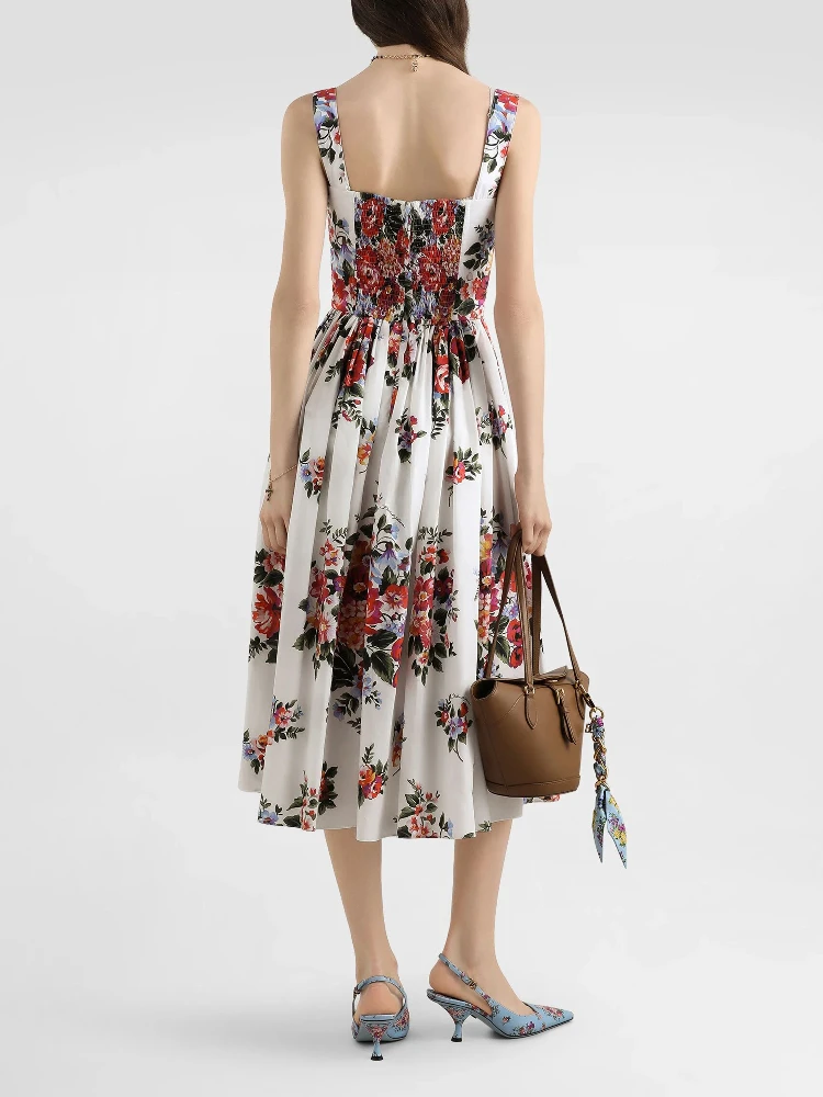 Floral print bustier midi dress alternative