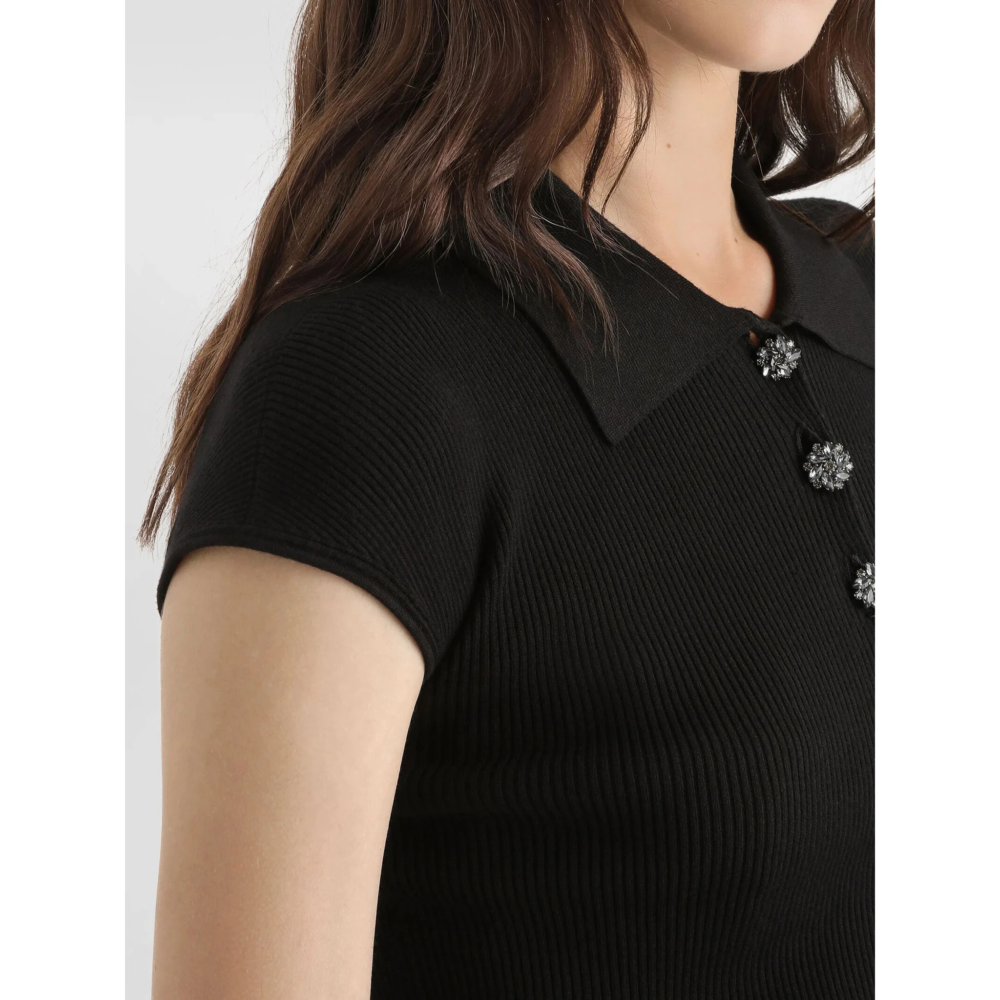 Ribbed polo-style top