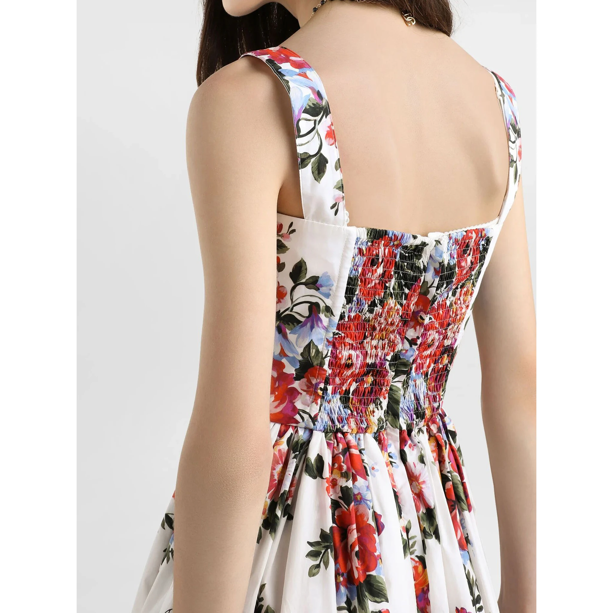 Floral print bustier midi dress