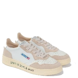 White Goatskin Low Top Sneakers