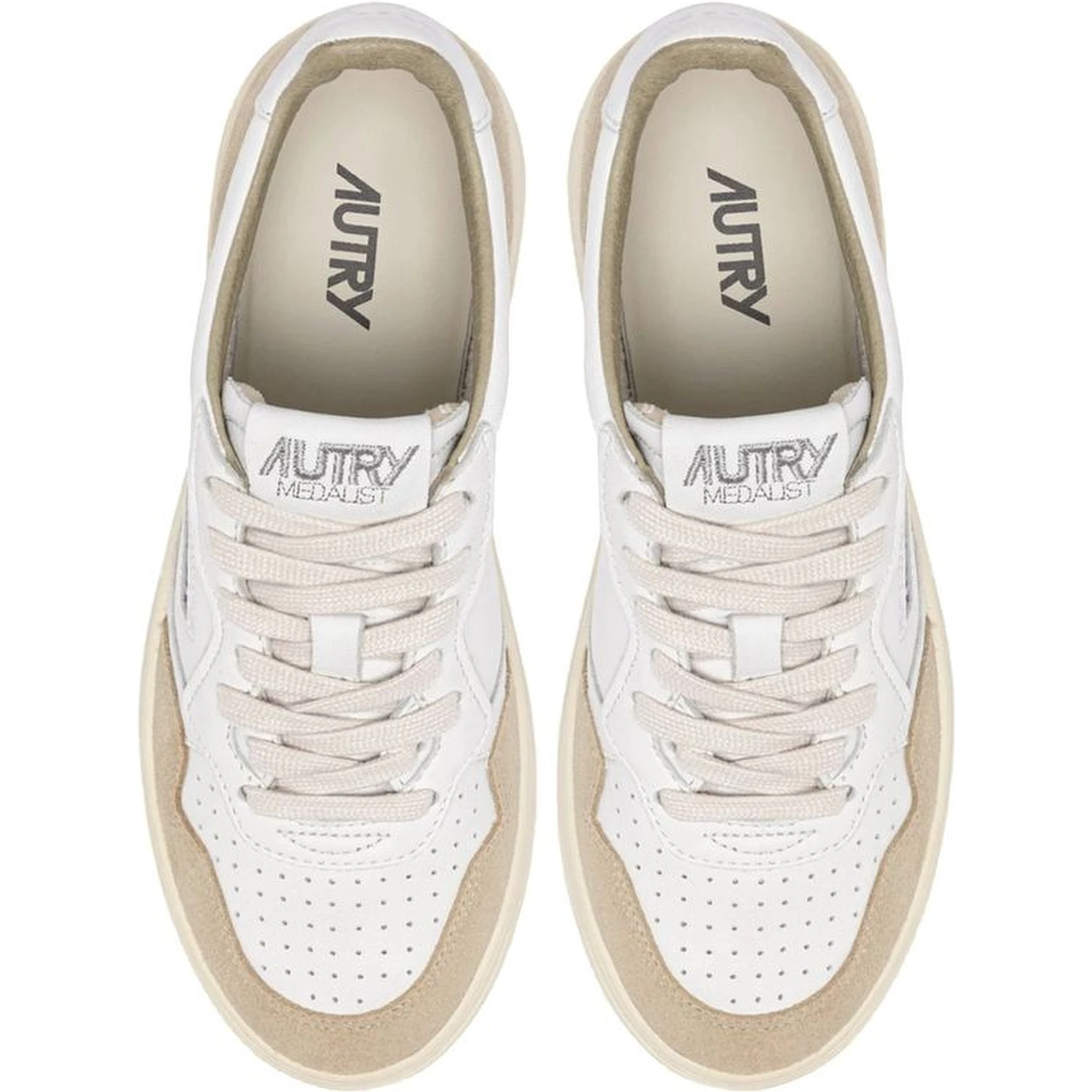 White Goatskin Low Top Sneakers