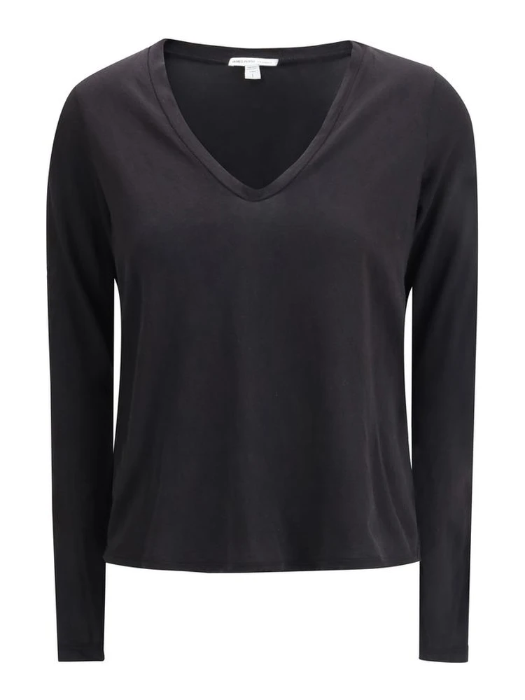 Black Cotton Long Sleeve T-Shirt