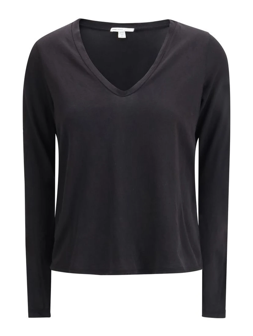 Black Cotton Long Sleeve T-Shirt