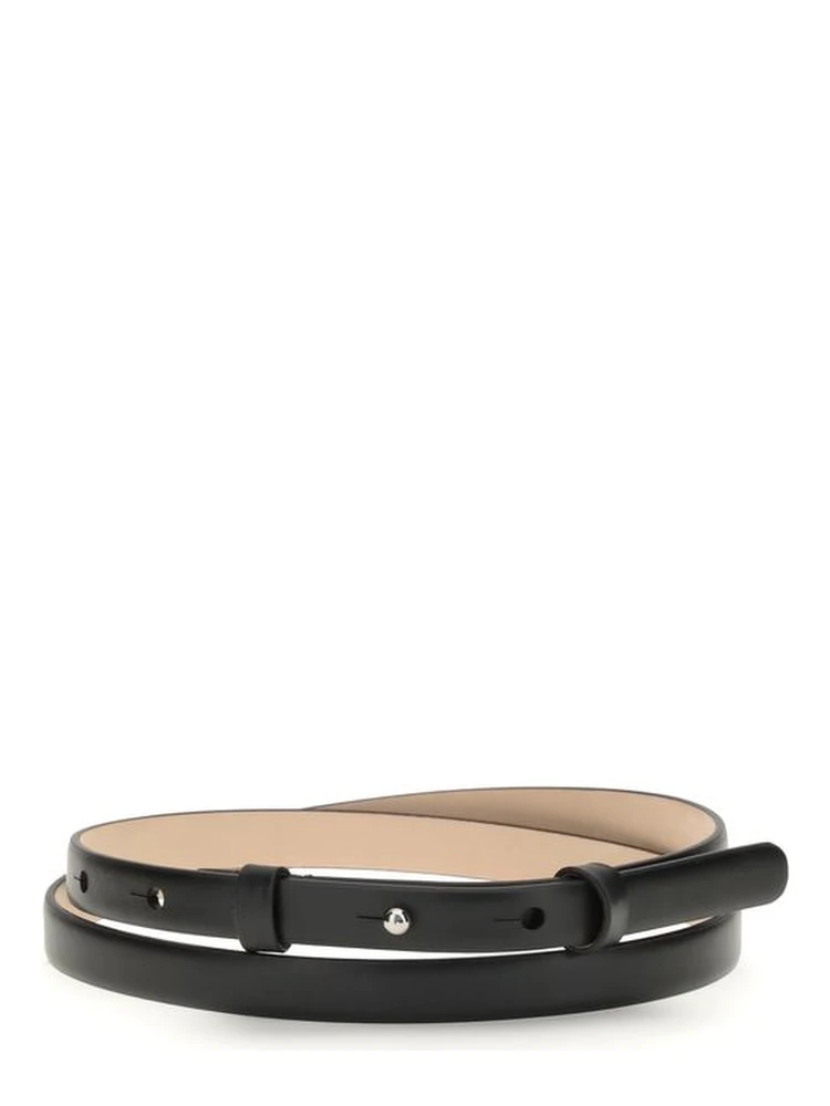 Black Leather Thin Belt