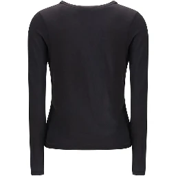 Black Cotton Long Sleeve T-Shirt