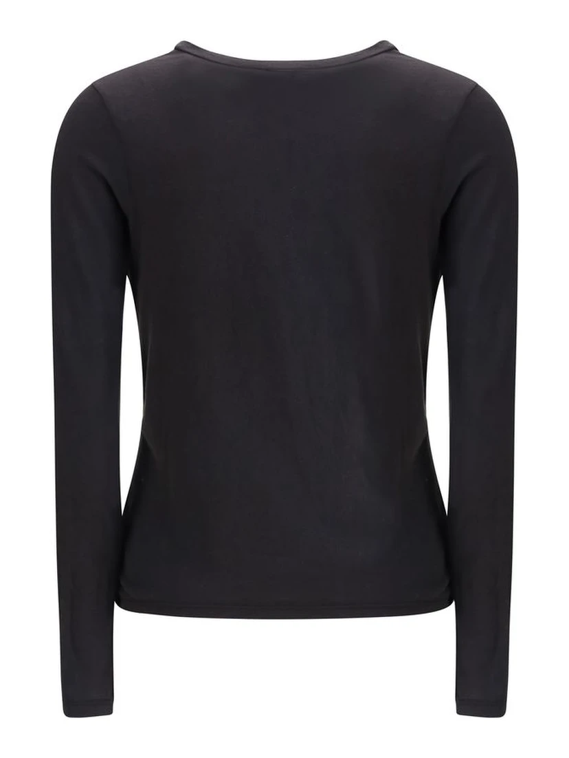 Black Cotton Long Sleeve T-Shirt