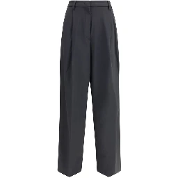 Black Polyester Casual Pants