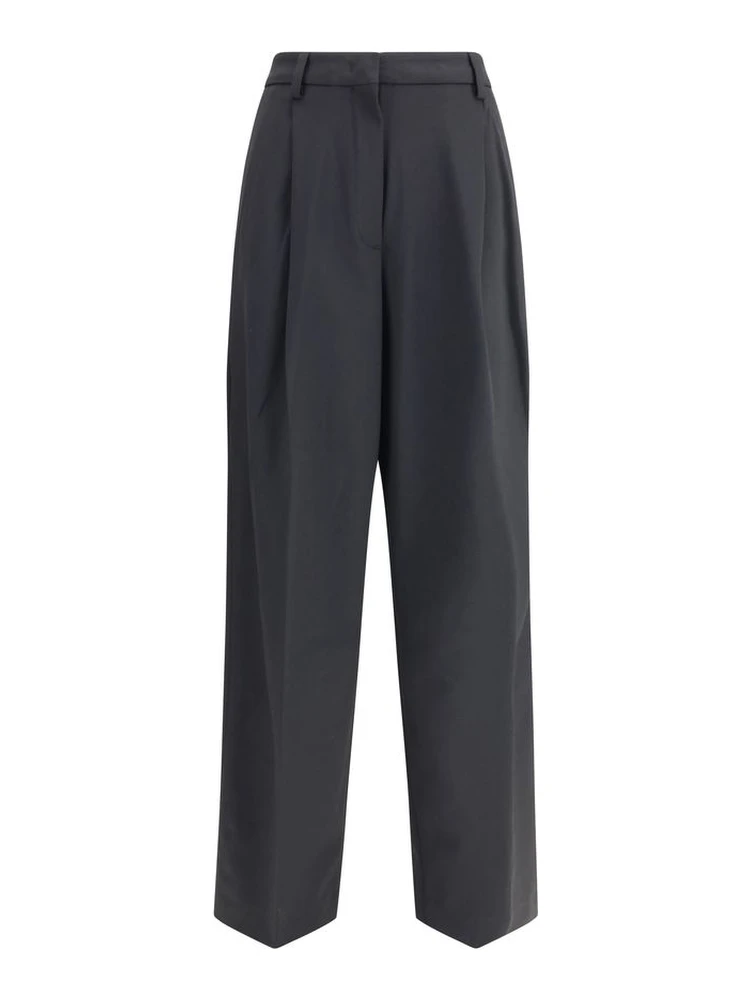 Black Polyester Casual Pants