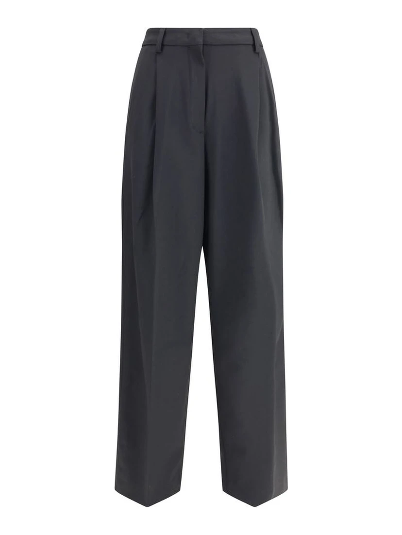 Black Polyester Casual Pants