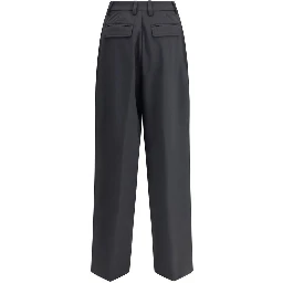 Black Polyester Casual Pants