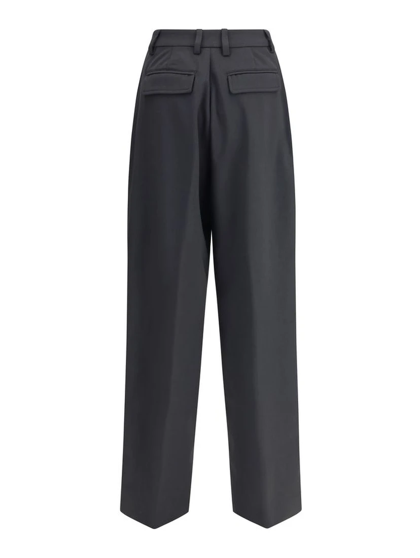 Black Polyester Casual Pants
