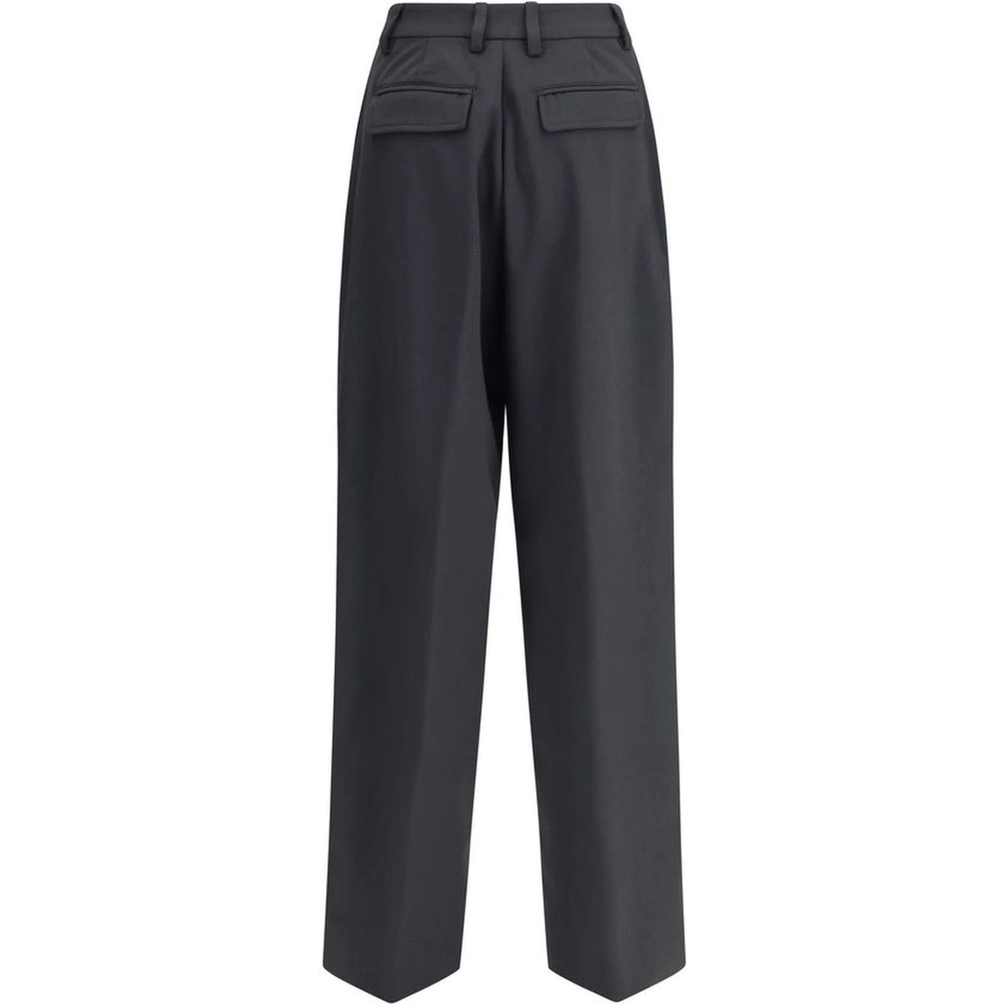Black Polyester Casual Pants
