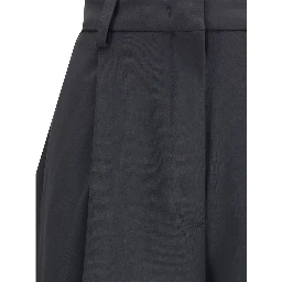 Black Polyester Casual Pants