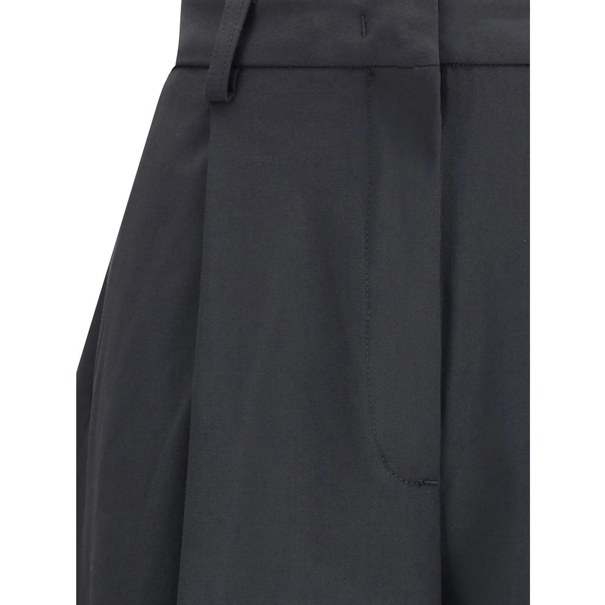 Black Polyester Casual Pants