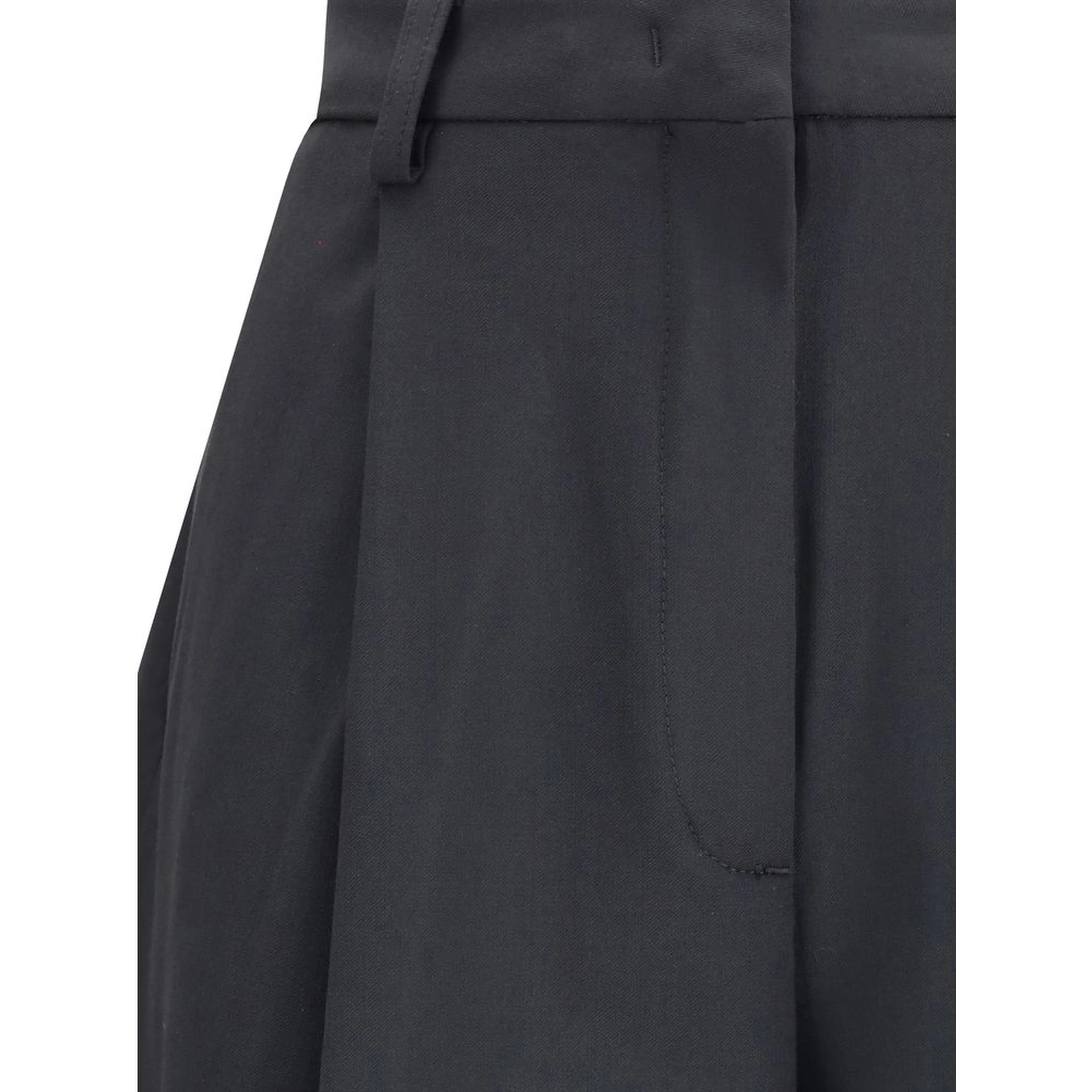 Black Polyester Casual Pants