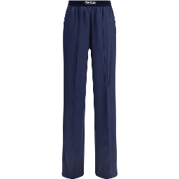 Blue Elastane Casual Pants