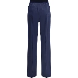 Blue Elastane Casual Pants