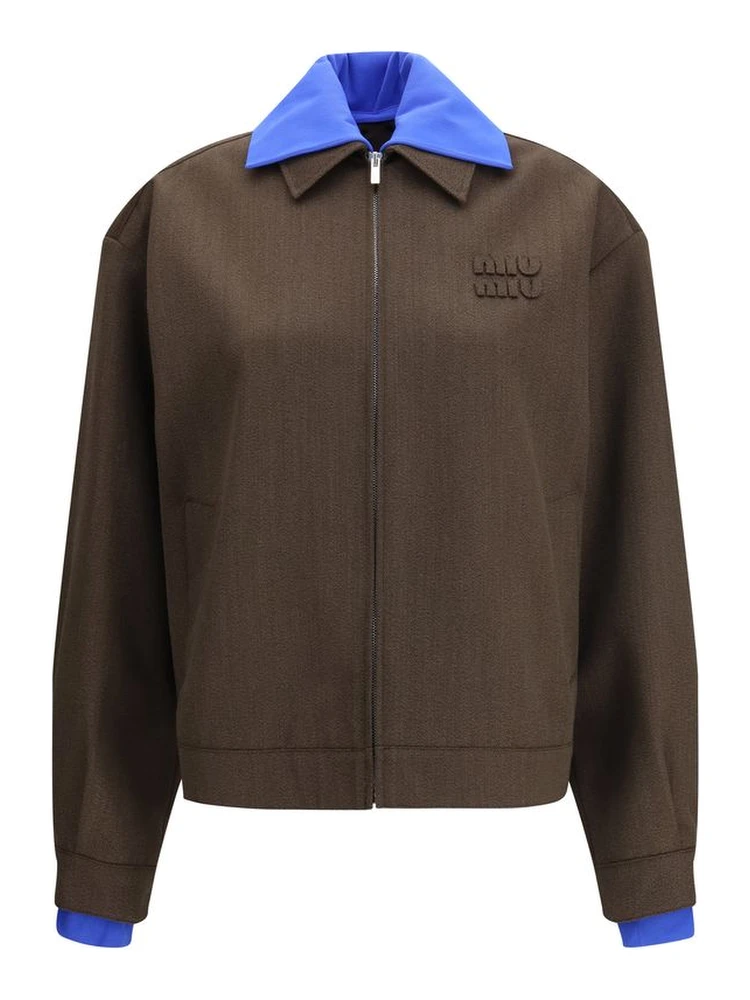 Brown Fleece Wool Bomber