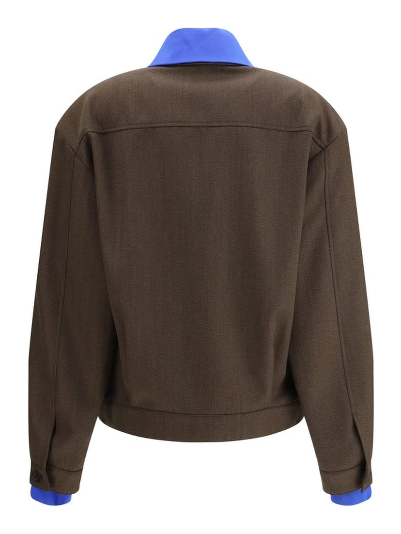 Brown Fleece Wool Bomber