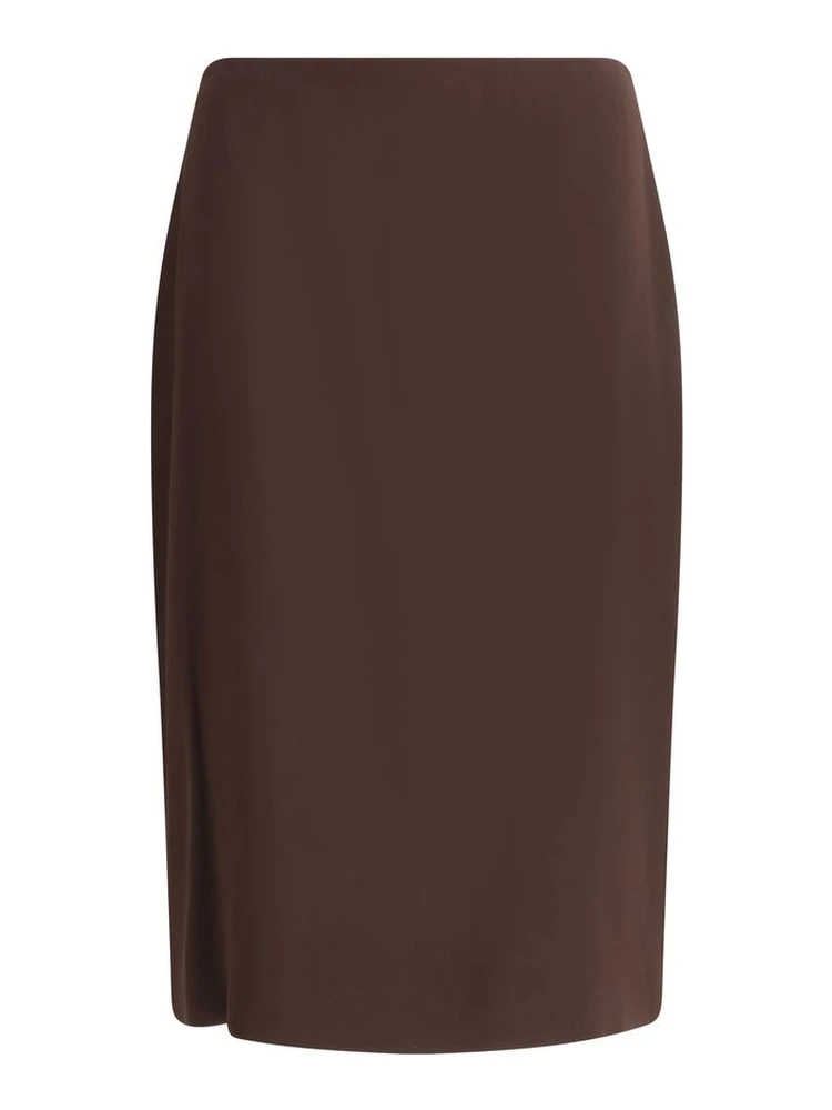 تنورة ميدي بنية اللون من الأسيتات