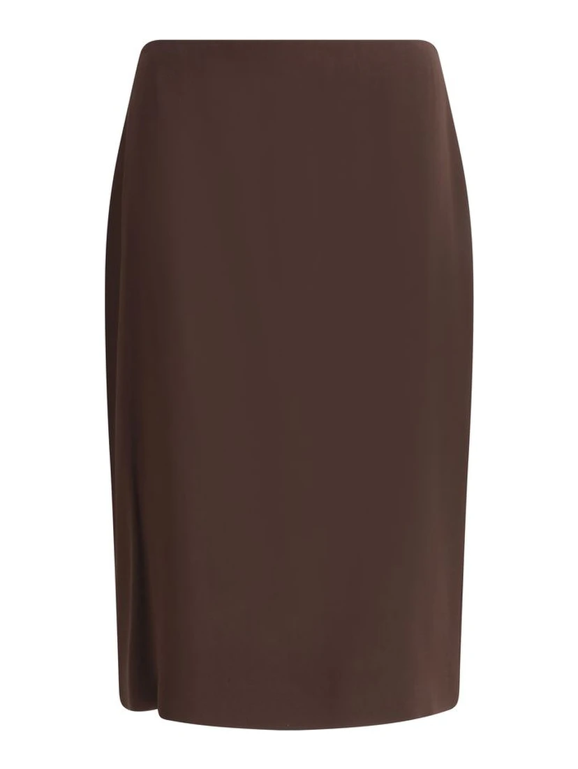 تنورة ميدي بنية اللون من الأسيتات