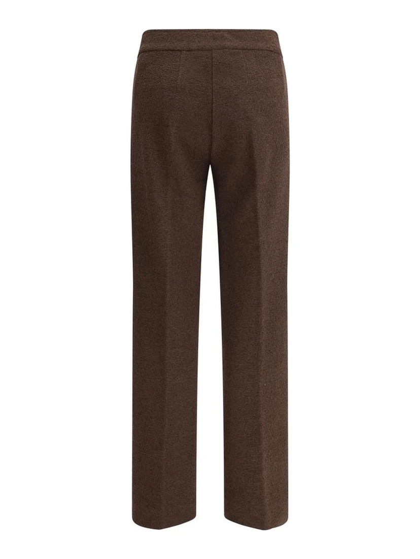 Brown Polyester Casual Pants