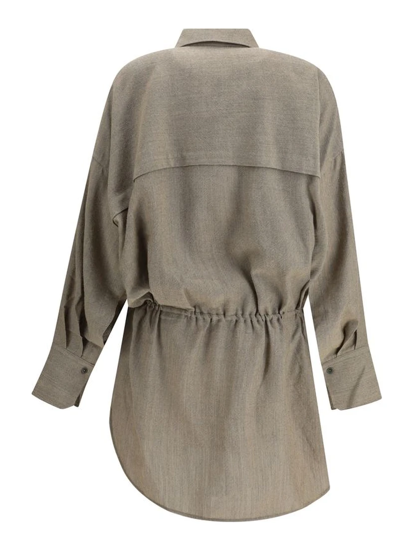 Beige Fleece Wool Casual Dress