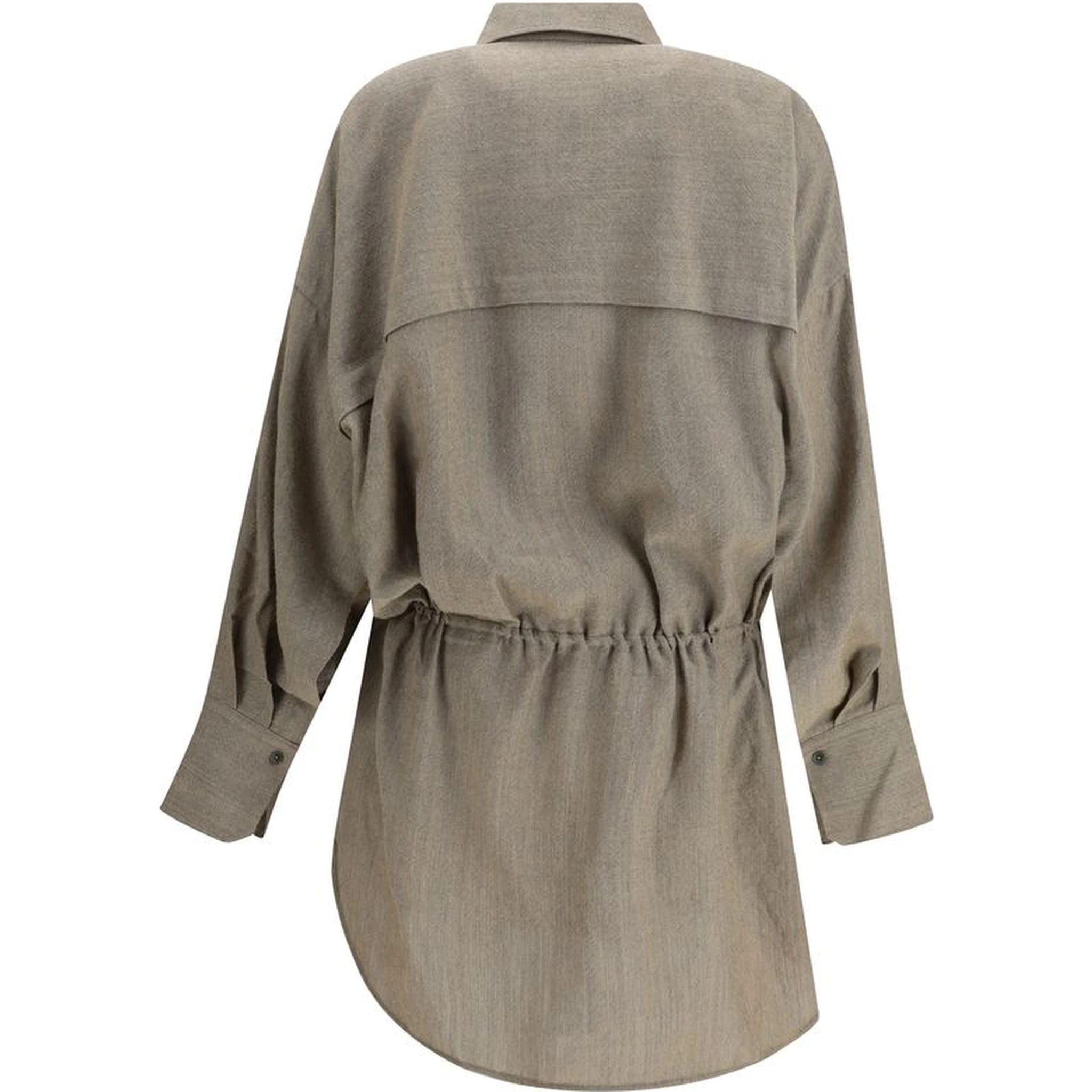 Beige Fleece Wool Casual Dress