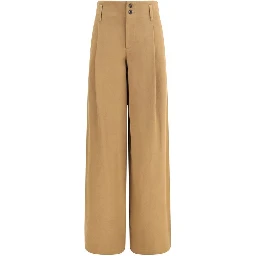Beige Cotton Casual Pants