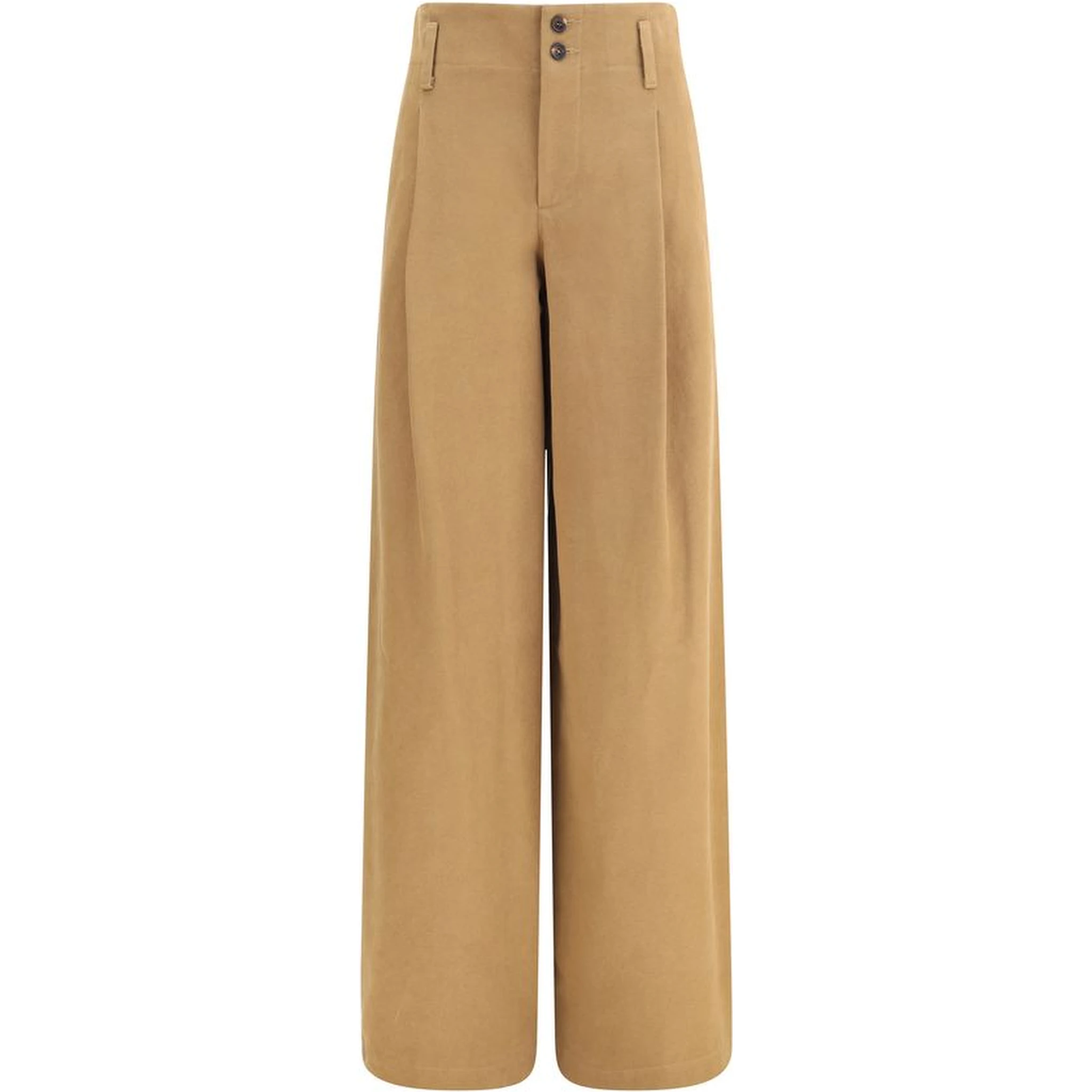 Beige Cotton Casual Pants