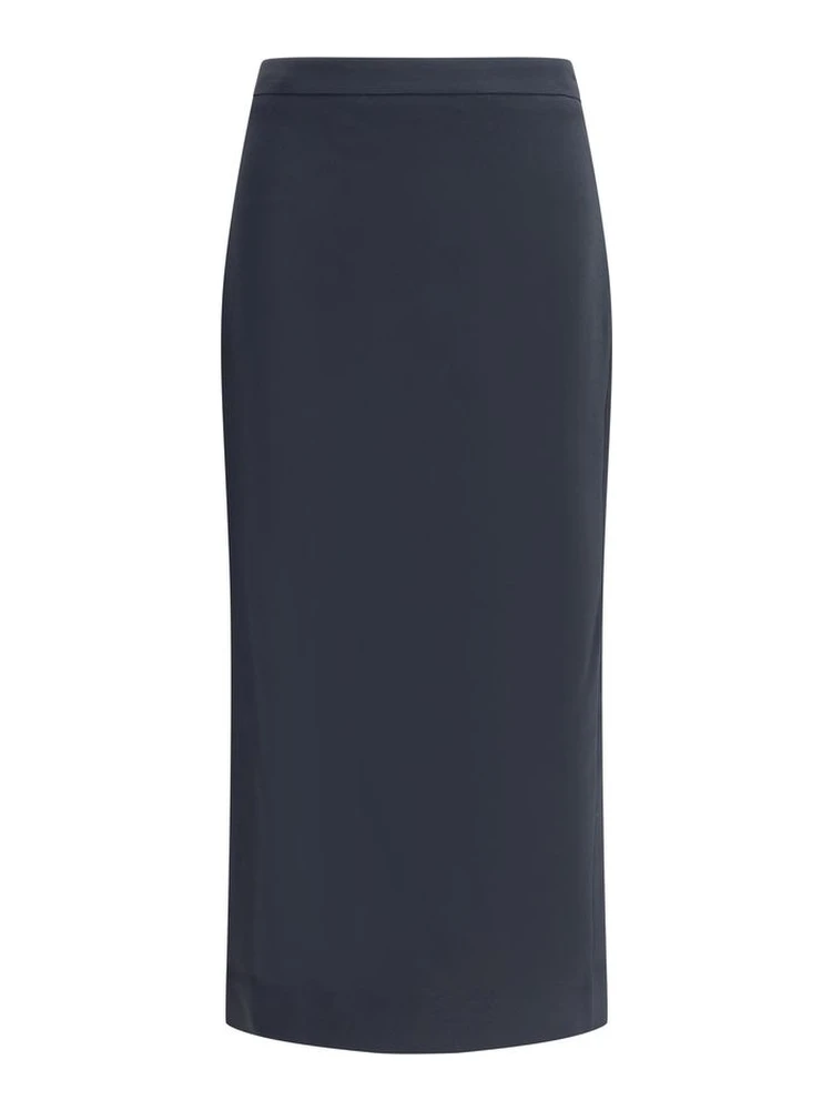 Black Viscose Midi Skirt