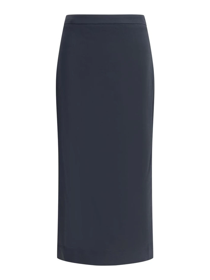 Black Viscose Midi Skirt