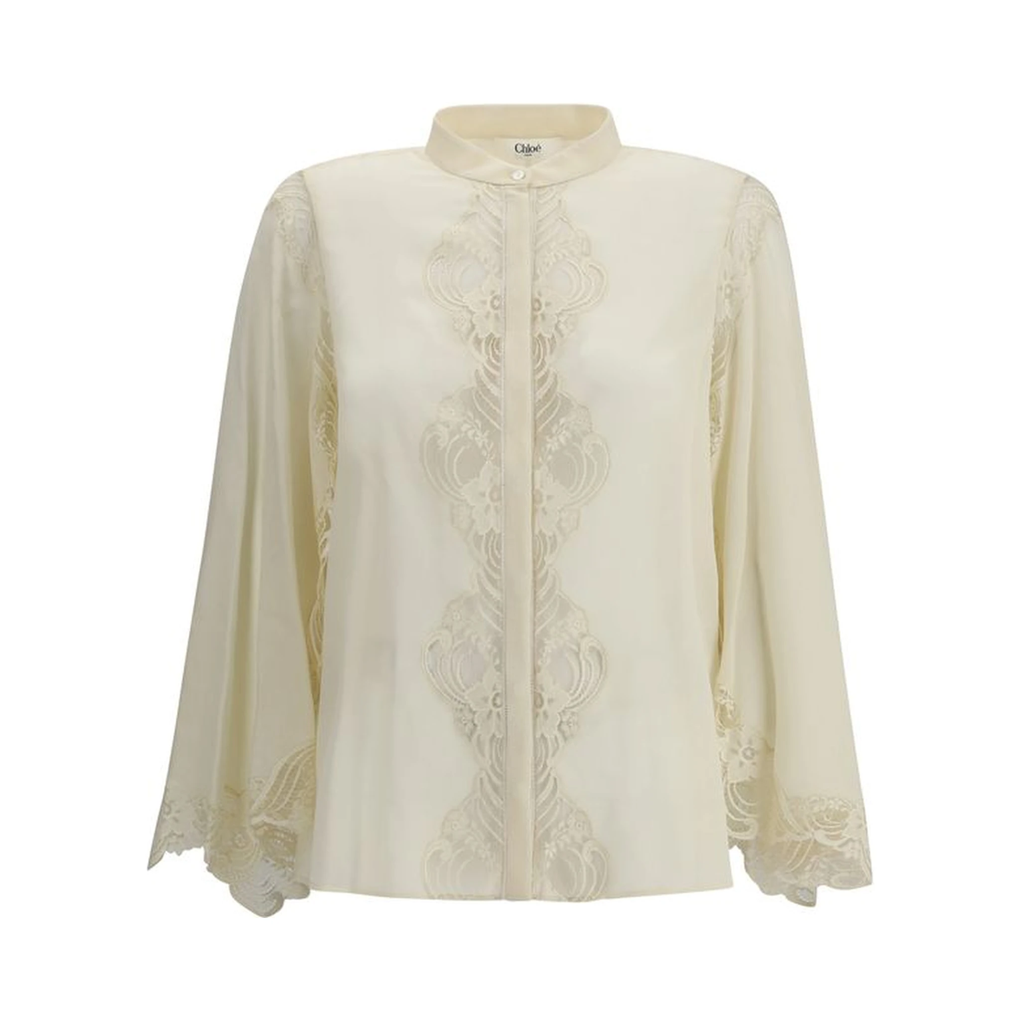 بلوزة حريرية بيج